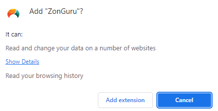 ZonGuru Chrome Extension- Add Extension