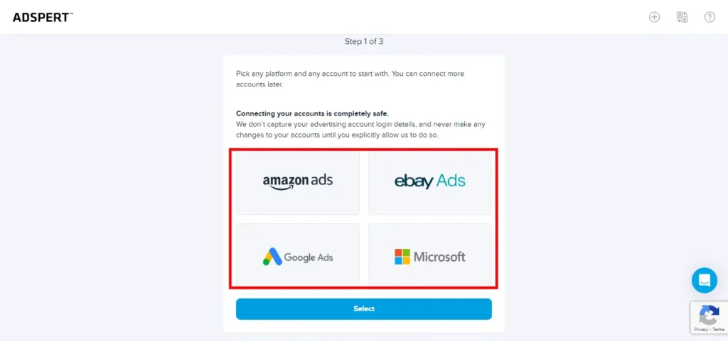 Choose the ad platform to optimize with Adspert