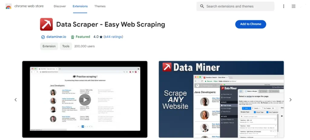 Data Scraper Chrome Extension