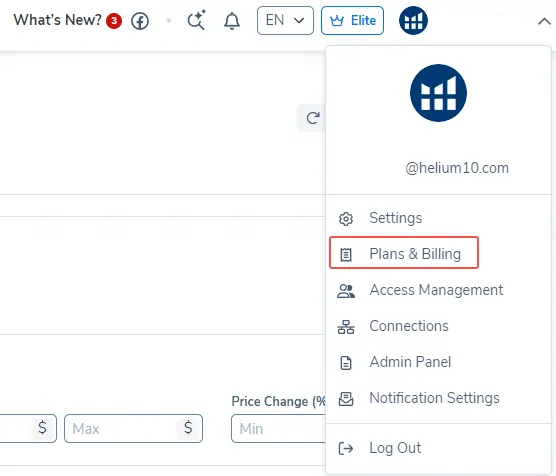 Helium 10 Plans & Billing