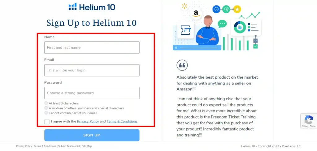 sign up helium 10