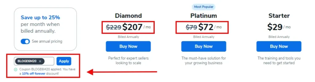 Helium 10 Pricing Plans