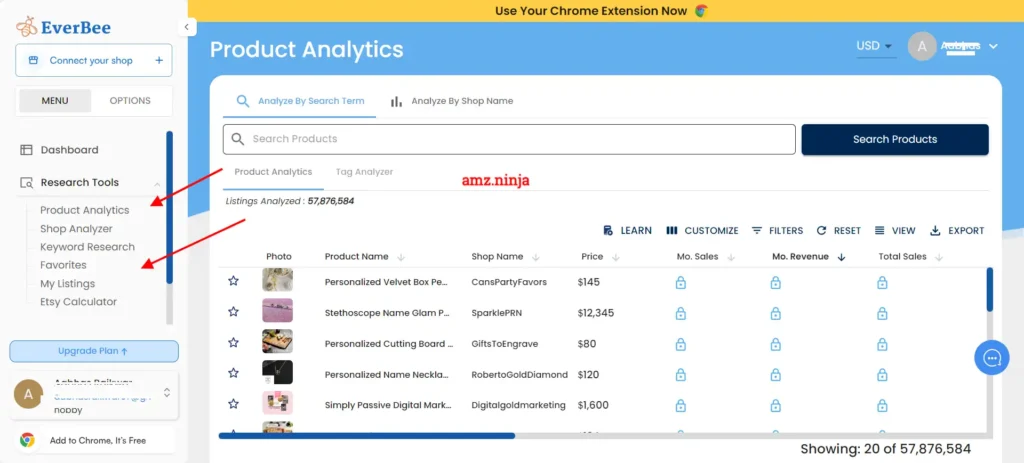 Everbee Dashboard and Product Analytics