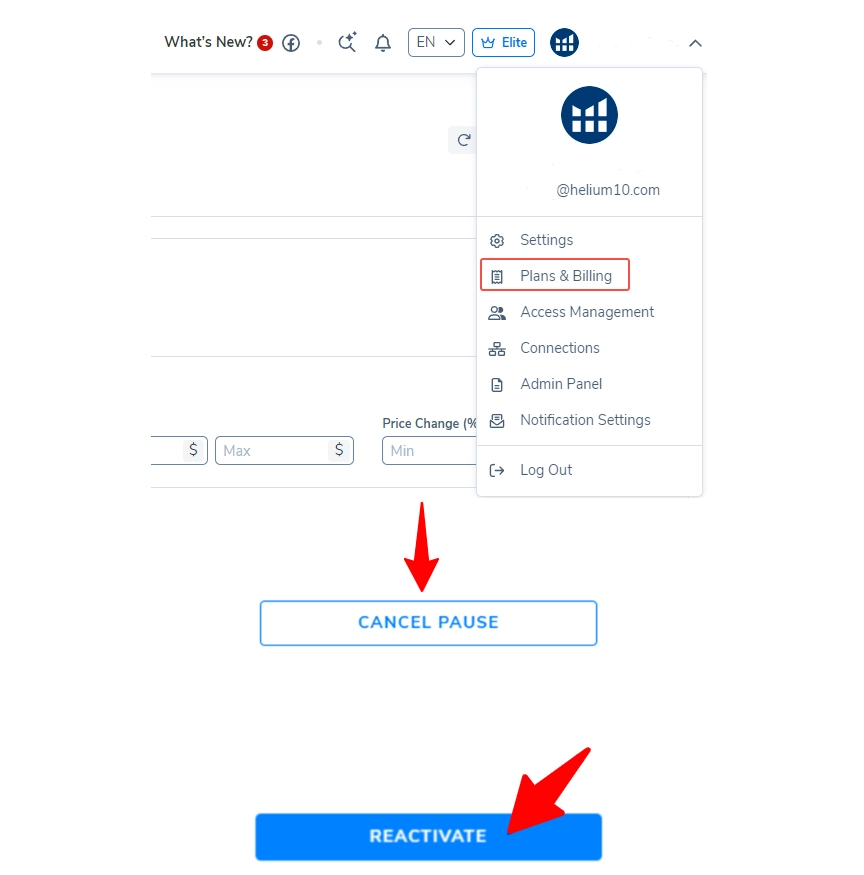 Reactivating Helium 10 Subscription