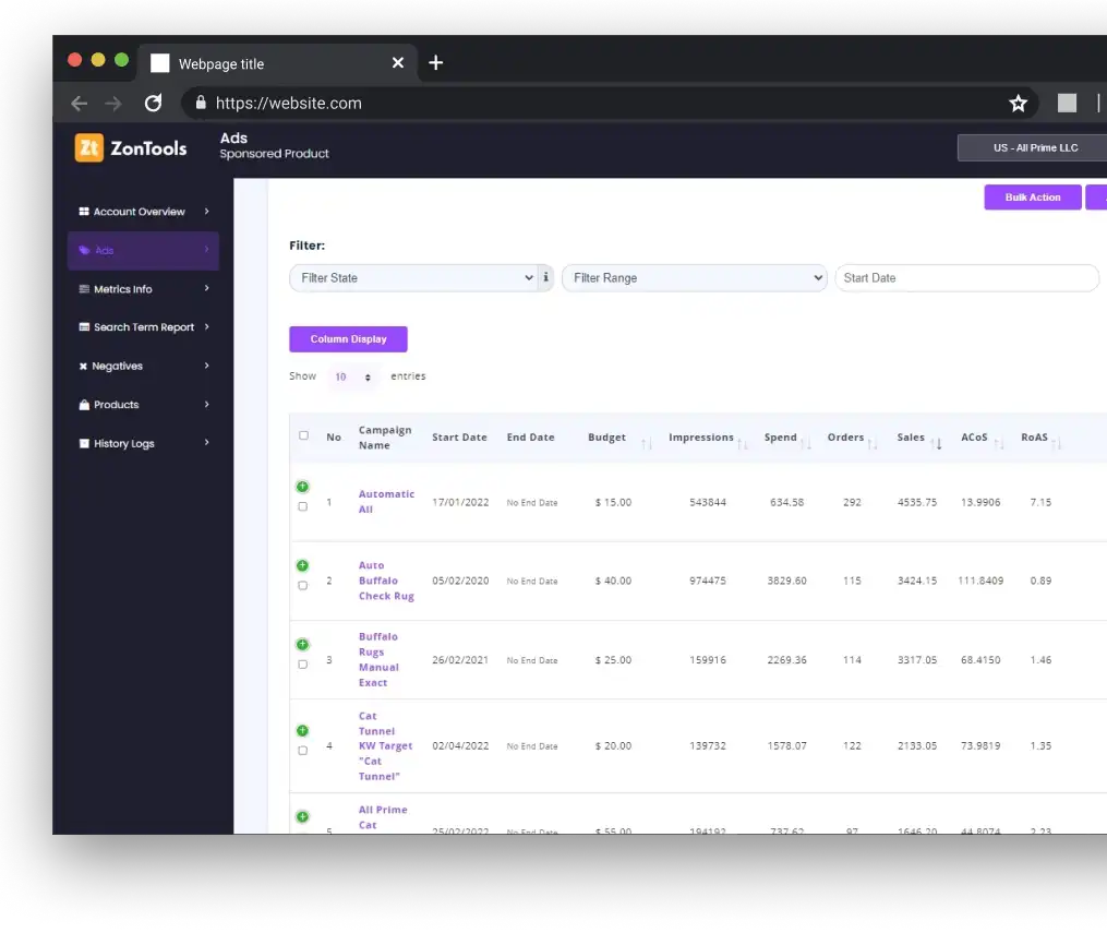 ZonTools Dashboard