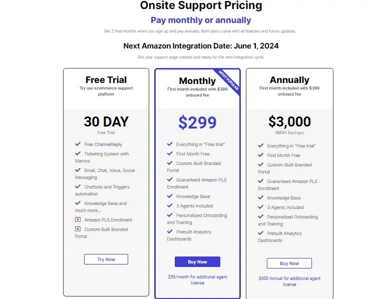 Onsitesupport-pricing plan