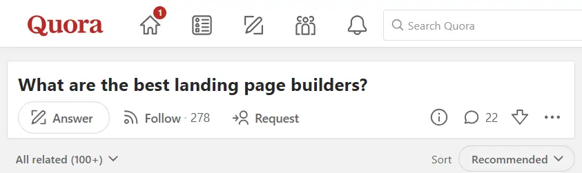 Quora Landing Page Builder