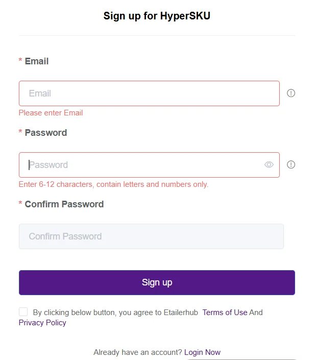 HyperSKU Sign Up