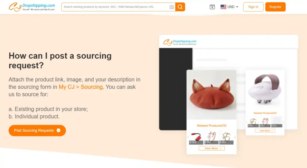 CJdropshipping Product sourcing