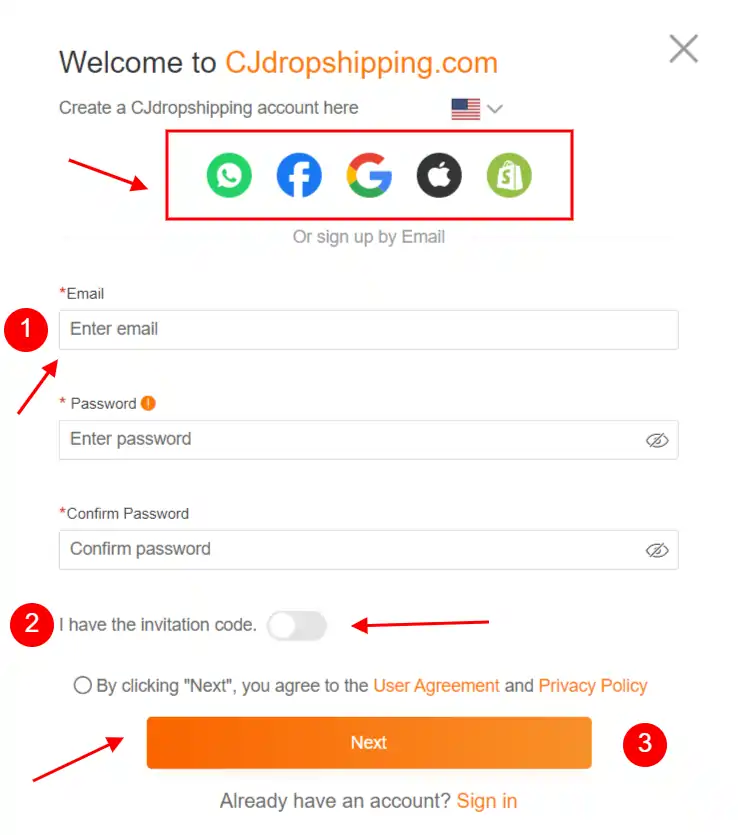 Create an Account On CJDropshipping