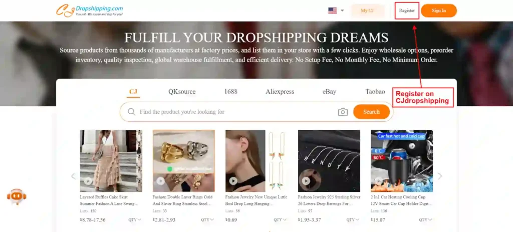 Register on CJDropshipping