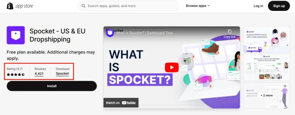 Spocket ratings and reviews on Shopify App Store