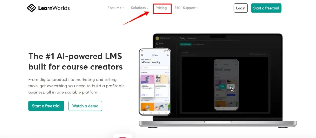 LearnWorlds Pricing Page