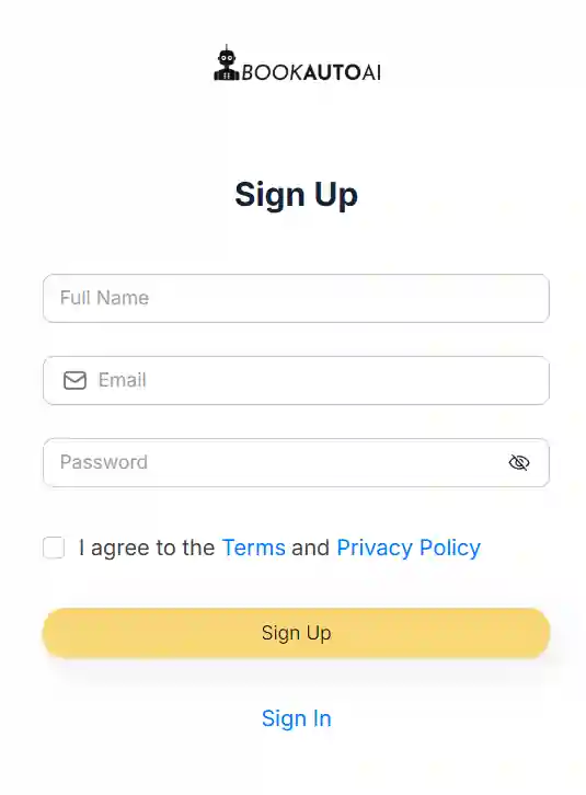 BookAutoAI - Create an account