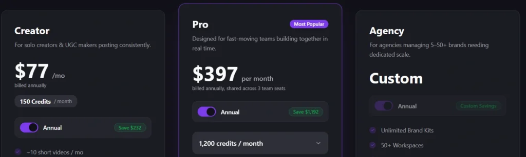 ProductScope.ai - UGC Engine Pricing