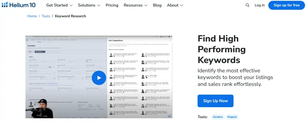 Helium 10 Keyword research tool