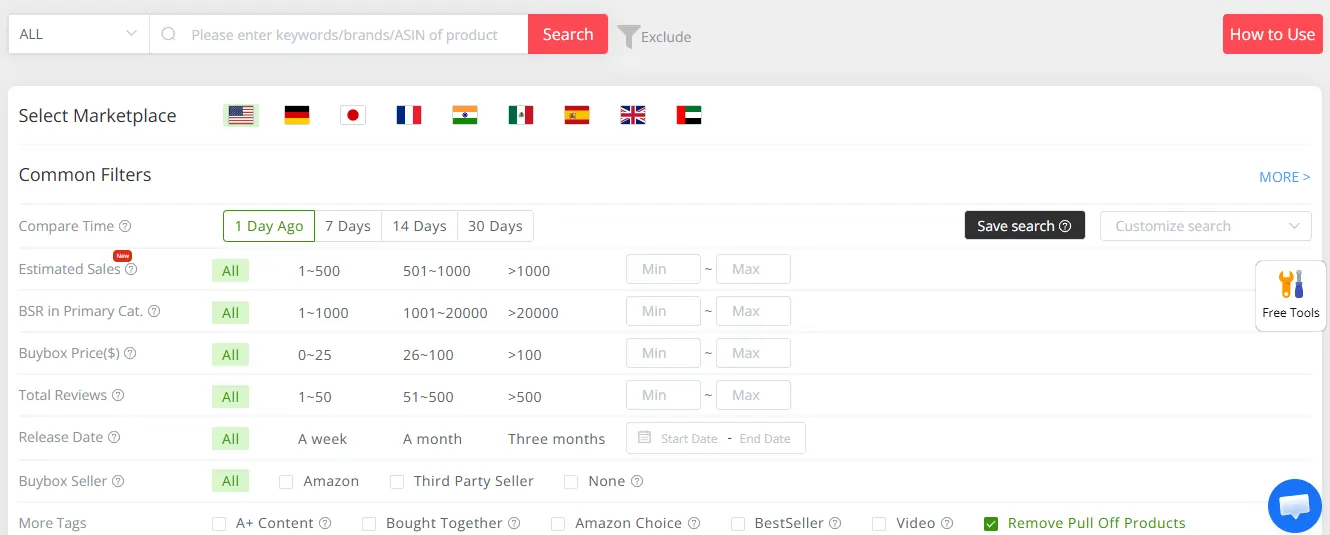 AMZChart Product Research Feature