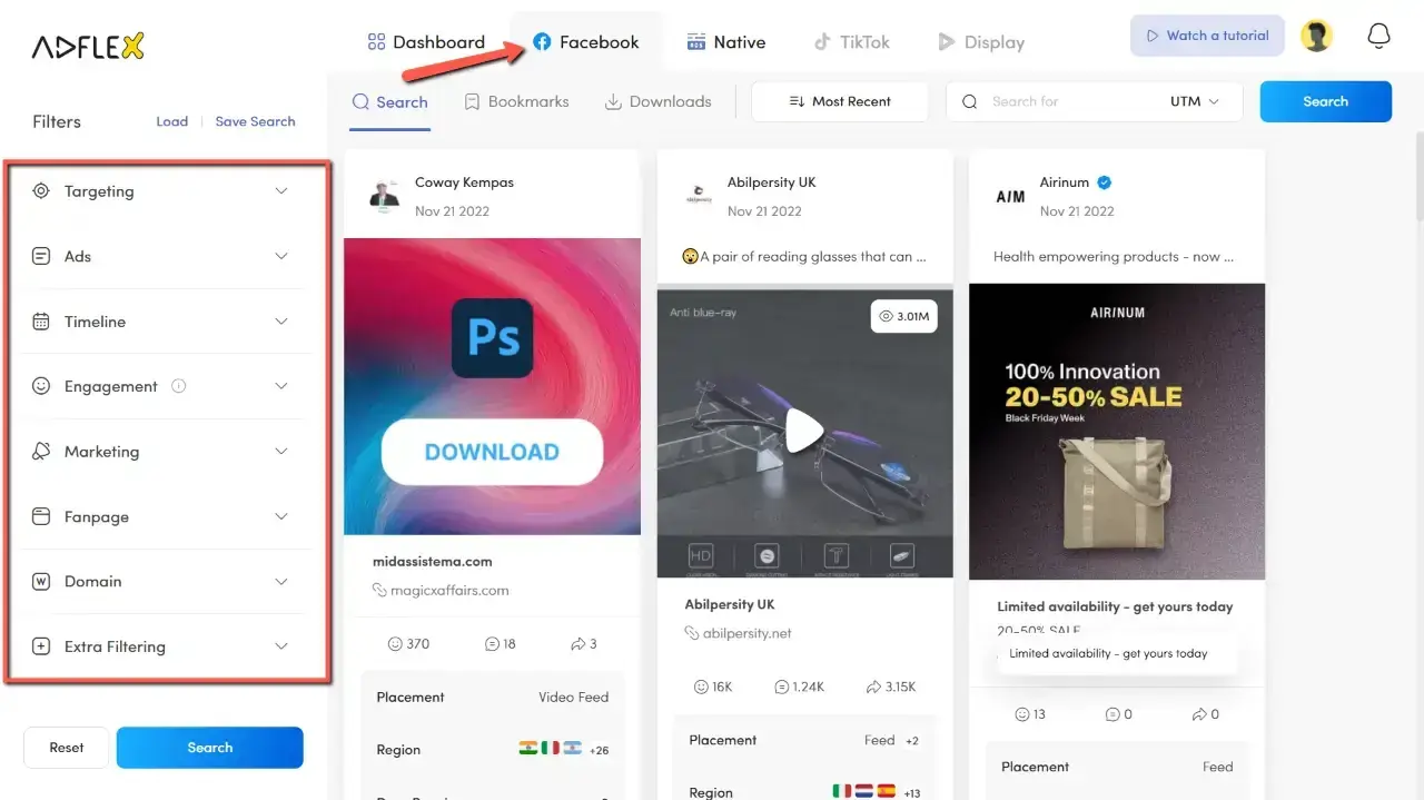 AdFlex Facebook Ads Spy