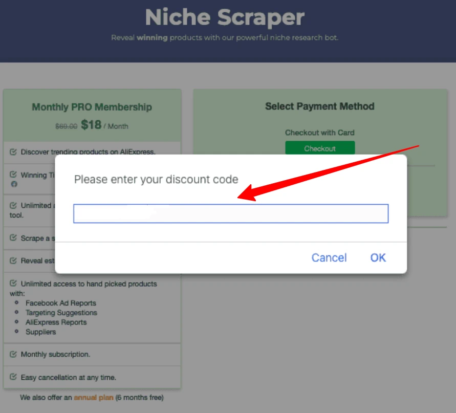 Applying Niche Scraper Coupon Codes