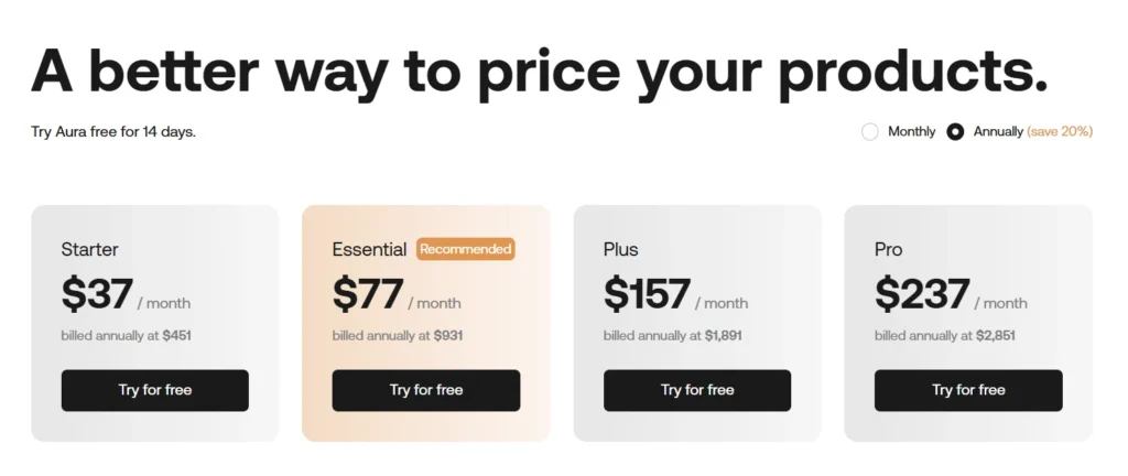 Aura Repricer Pricing