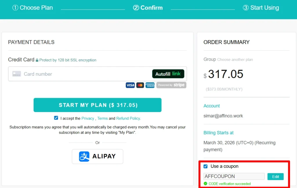 BigSpy Checkout Page