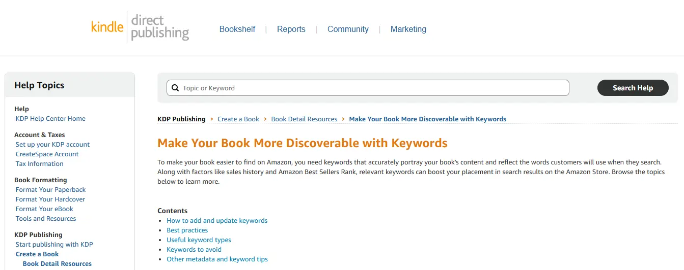 Book Keywords for Amazon Publishing