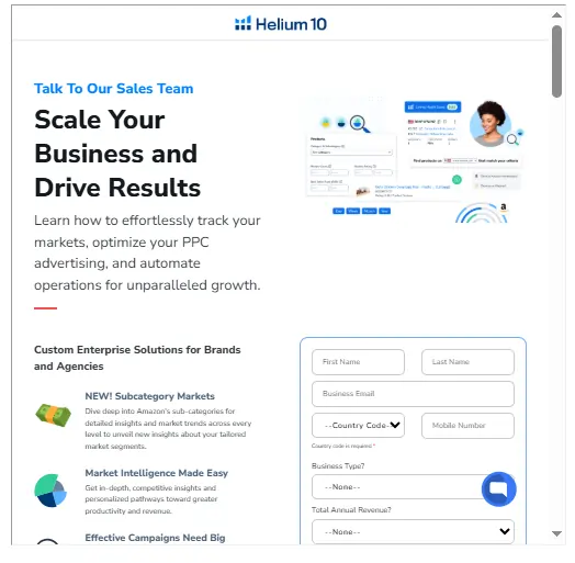 Contact for Helium 10 Enterprise Solution