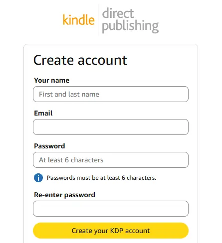 Creating Amazon Kindle Direct Publishing Account