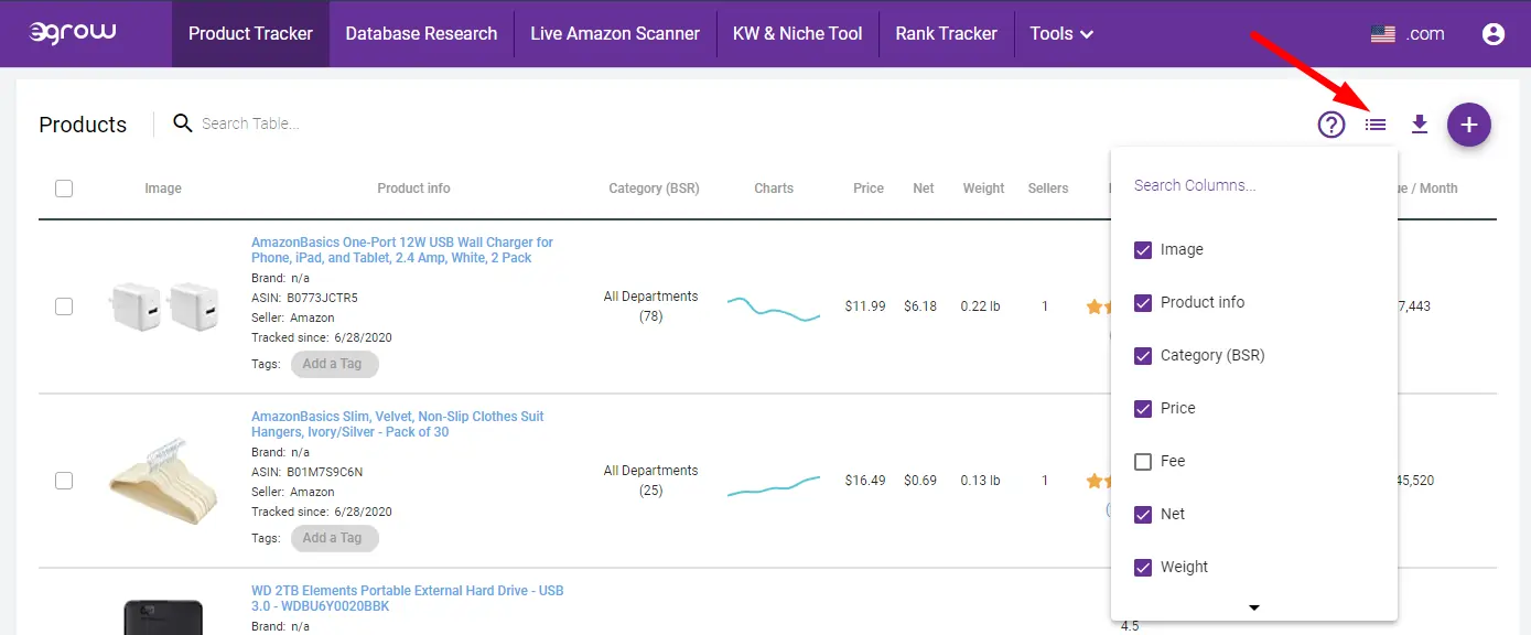 Egrow Product Database