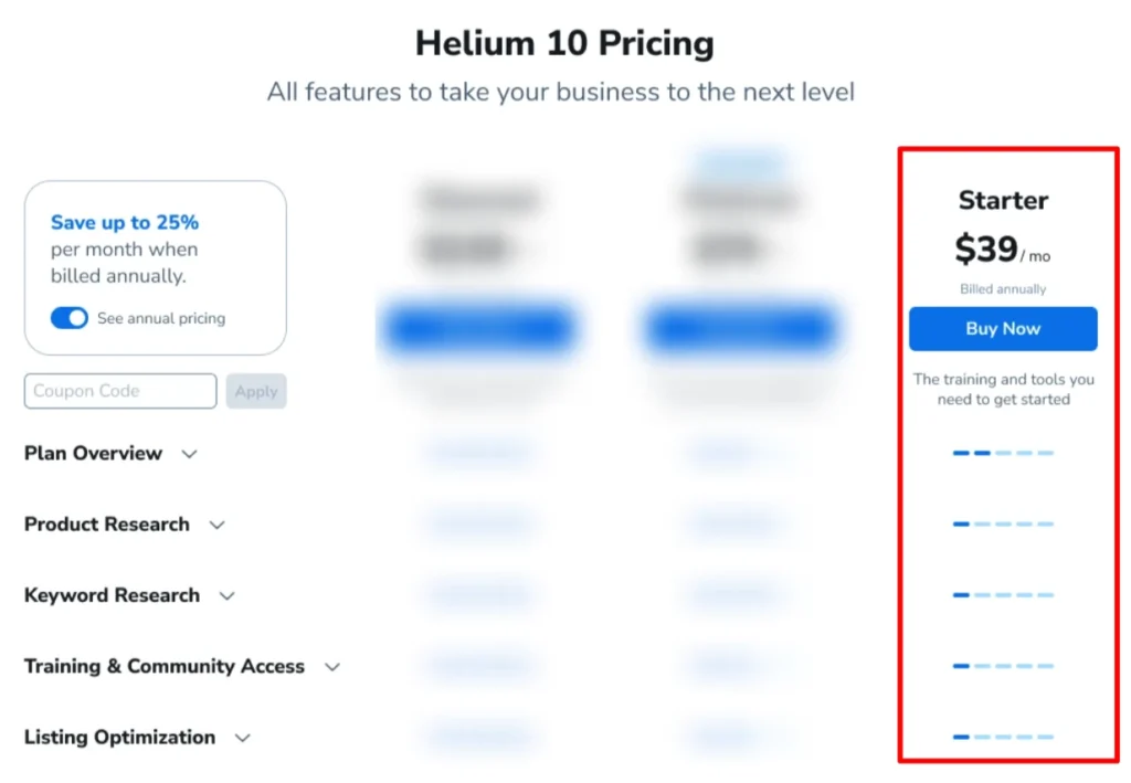 Helium 10 Starter Plan