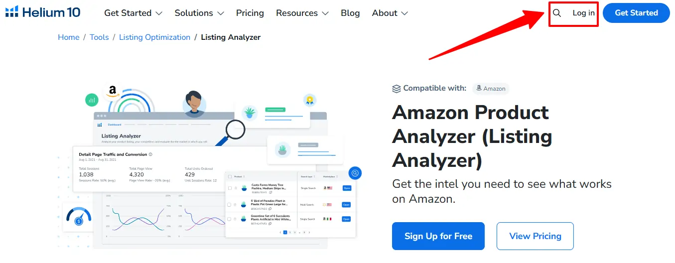 Log into your Helium 10 Listing Analyzer