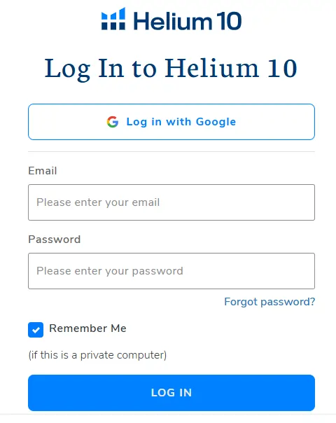 Log into your Helium 10 dashboard