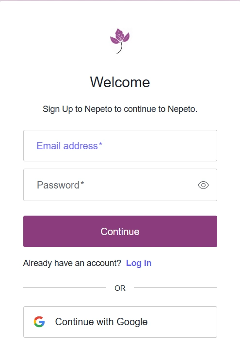 Nepeto Sign Up