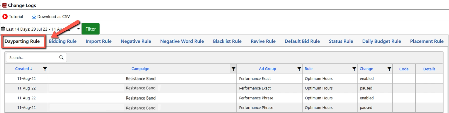 Scale Insights' Day Parting Campaign