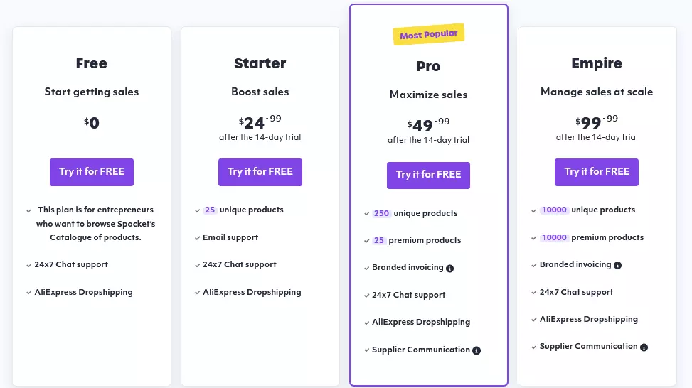 Spocket Pricing