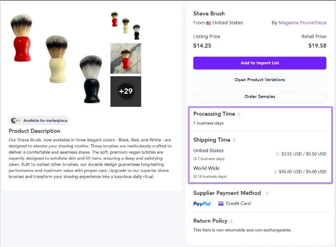 Spocket Shipping time