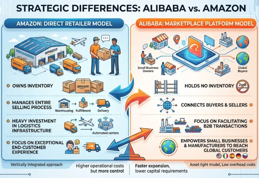 Strategic Differences of Alibaba and Amazon