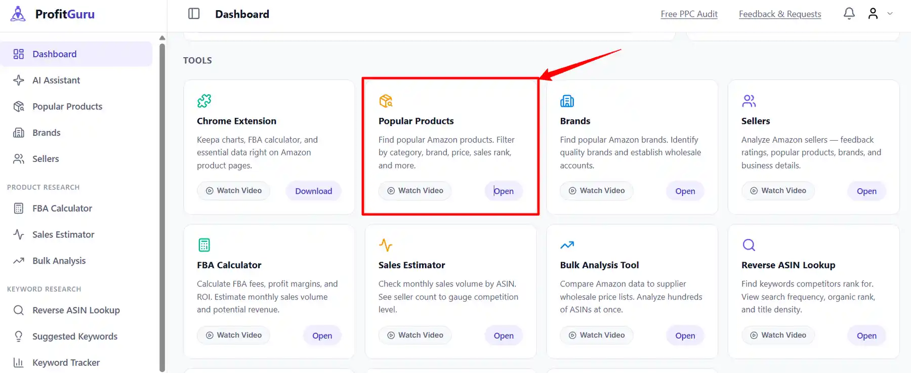 Filter the Product Database in ProfitGuru